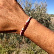 Load image into Gallery viewer, "Gypsy Heart" Cotton with Pearl and Turquoise Wanderlust Bracelet
