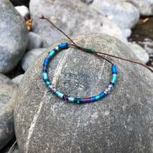 Load image into Gallery viewer, "Ripples and Pebbles" Cotton with Amethyst, Ethiopian Opal, and Turquoise Wanderlust Bracelet
