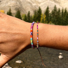 Load image into Gallery viewer, "Autumn Afternoon" Cotton with Ethiopian Opal, Pearl, Lapis, Turquoise, and Seed Bead Wanderlust Bracelet
