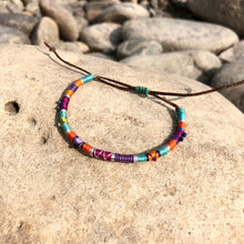 Load image into Gallery viewer, "Autumn Afternoon" Cotton with Ethiopian Opal, Pearl, Lapis, Turquoise, and Seed Bead Wanderlust Bracelet
