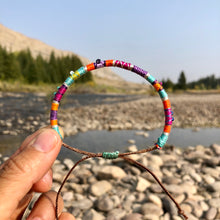 Load image into Gallery viewer, "Autumn Afternoon" Cotton with Ethiopian Opal, Pearl, Lapis, Turquoise, and Seed Bead Wanderlust Bracelet
