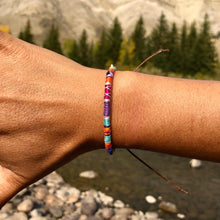 Load image into Gallery viewer, "Autumn Afternoon" Cotton with Ethiopian Opal, Pearl, Lapis, Turquoise, and Seed Bead Wanderlust Bracelet
