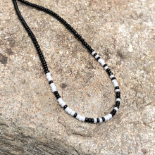 Load image into Gallery viewer, "Freedom" in Morse Code, Seed Bead Spirit Bracelet in Black and White
