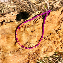 Load image into Gallery viewer, "Freedom" in Morse Code, Seed Bead Spirit Bracelet in Fuchsia and Salmon
