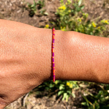 Load image into Gallery viewer, "Freedom" in Morse Code, Seed Bead Spirit Bracelet in Fuchsia and Salmon
