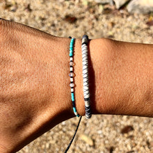 Load image into Gallery viewer, "Winter Night" Black Sunstone, Pearl, Labradorite, Ethiopian Opal, Turquoise, and Seed Bead Spirit Bracelet
