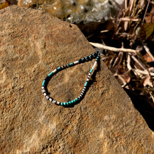 Load image into Gallery viewer, "Winter Night" Black Sunstone, Pearl, Labradorite, Ethiopian Opal, Turquoise, and Seed Bead Spirit Bracelet
