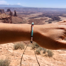 Load image into Gallery viewer, “Balance” Fiber Threads with Herkimer Diamond, Pearl, Turquoise Stone Wanderlust Bracelet
