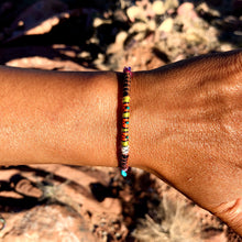 Load image into Gallery viewer, “Dixie" Fiber Threads with Turquoise, Malachite, and Opal Stone Wanderlust Bracelet
