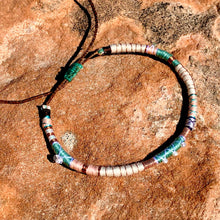 Load image into Gallery viewer, “Live Free" Fiber Threads with Pearl, Herkimer diamond, and Opal Stone Wanderlust Bracelet
