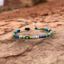 Load image into Gallery viewer, “Island in the Sky” Fiber Threads with Turquoise Stone Wanderlust Bracelet
