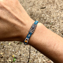 Load image into Gallery viewer, “Dream Catcher” Labradorite, Moonstone, Spiny Oyster Turquoise, Seed Bead Dream Bracelet
