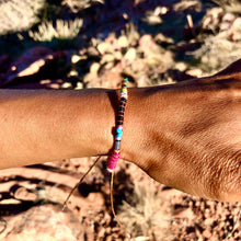 Load image into Gallery viewer, “Dixie" Fiber Threads with Turquoise, Malachite, and Opal Stone Wanderlust Bracelet
