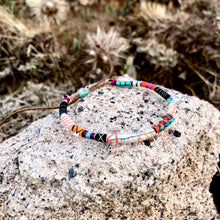 Load image into Gallery viewer, “The Huntress” Fiber Threads with Herkimer Diamond, Pearl, Tibetan Turquoise Stones Wanderlust Bracelet
