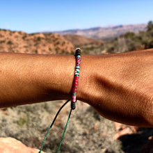 Load image into Gallery viewer, “Friction Fire" Fiber Threads with Turquoise, Labradorite, and Pearl Stone Wanderlust Bracelet
