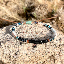 Load image into Gallery viewer, “The Navigator" Fiber Threads with a Malachite Stone Wanderlust Bracelet
