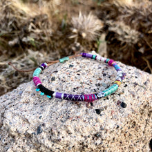 Load image into Gallery viewer, “Wild Lullaby” Fiber Threads with Herkimer diamond, Amethyst, and Turquoise Stone Wanderlust Bracelet
