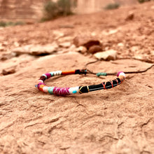 Load image into Gallery viewer, “Arches” Fiber Threads with Herkimer Diamond, Turquoise, Opal Stone Wanderlust Bracelet
