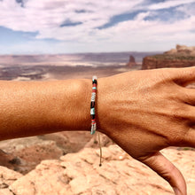 Load image into Gallery viewer, “Balance” Fiber Threads with Herkimer Diamond, Pearl, Turquoise Stone Wanderlust Bracelet
