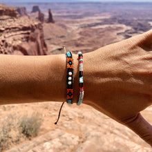 Load image into Gallery viewer, “Balance” Fiber Threads with Herkimer Diamond, Pearl, Turquoise Stone Wanderlust Bracelet

