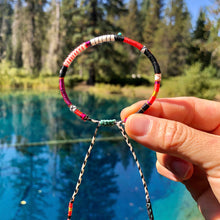Load image into Gallery viewer, “Fire Away" Fiber Threads with an Turquoise Stone Wanderlust Bracelet
