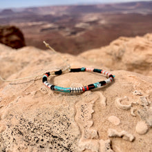Load image into Gallery viewer, “Balance” Fiber Threads with Herkimer Diamond, Pearl, Turquoise Stone Wanderlust Bracelet

