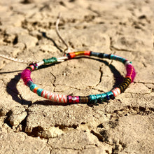 Load image into Gallery viewer, ”Journey of the Sun" Fiber Threads with Turquoise, Pearl, and Opal Stone Wanderlust Bracelet
