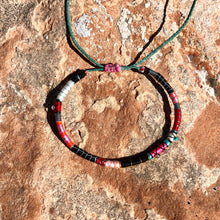 Load image into Gallery viewer, “Friction Fire" Fiber Threads with Turquoise, Labradorite, and Pearl Stone Wanderlust Bracelet
