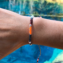 Load image into Gallery viewer, “You are a Warrior" Fiber Threads with an Turquoise Stone Wanderlust Bracelet
