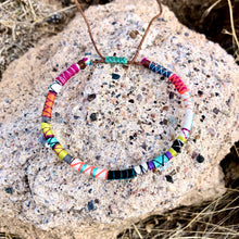 Load image into Gallery viewer, “The Hunter” Fiber Threads with Herkimer Diamond, Pearl, Malachite Stones Wanderlust Bracelet
