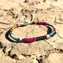 Load image into Gallery viewer, ”Journey of the Sun" Fiber Threads with Turquoise, Pearl, and Opal Stone Wanderlust Bracelet

