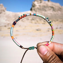 Load image into Gallery viewer, “Elysian Sky" Fiber Threads with Turquoise and Opal Stone Wanderlust Bracelet
