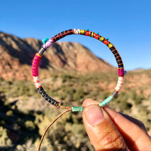 Load image into Gallery viewer, “Dixie" Fiber Threads with Turquoise, Malachite, and Opal Stone Wanderlust Bracelet
