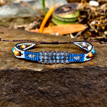 Load image into Gallery viewer, “Dream Catcher” Labradorite, Moonstone, Spiny Oyster Turquoise, Seed Bead Dream Bracelet
