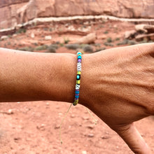 Load image into Gallery viewer, “Island in the Sky” Fiber Threads with Turquoise Stone Wanderlust Bracelet
