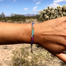 Load image into Gallery viewer, “Wild Lullaby” Fiber Threads with Herkimer diamond, Amethyst, and Turquoise Stone Wanderlust Bracelet
