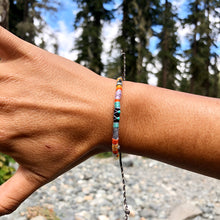 Load image into Gallery viewer, “Ignite" Cotton with Amethyst, Ethiopian Opal, Turquoise, Labradorite, and Seed Bead Wanderlust Bracelet
