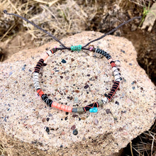 Load image into Gallery viewer, “Howling Desert” Fiber Threads with Herkimer diamond and Turquoise Stone Wanderlust Bracelet
