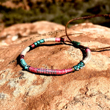 Load image into Gallery viewer, “Life" Fiber Threads with Turquoise and Pearl Stone Wanderlust Bracelet
