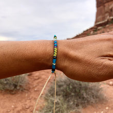 Load image into Gallery viewer, “Island in the Sky” Fiber Threads with Turquoise Stone Wanderlust Bracelet
