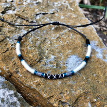 Load image into Gallery viewer, “White Wolf” Merino Wool, Cotton, and Irish Waxed Linen Cord Wanderlust Bracelet
