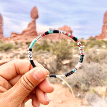 Load image into Gallery viewer, “Balance” Fiber Threads with Herkimer Diamond, Pearl, Turquoise Stone Wanderlust Bracelet
