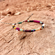 Load image into Gallery viewer, “Peaceful Desert” Fiber Threads with Seed Bead, Turquoise, Herkimer Diamond Stone Wanderlust Bracelet

