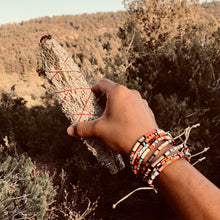 Load image into Gallery viewer, “Dancing Rabbit” Cotton with Turquoise Wanderlust Bracelet
