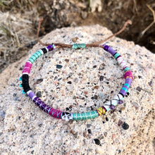 Load image into Gallery viewer, “Wild Lullaby” Fiber Threads with Herkimer diamond, Amethyst, and Turquoise Stone Wanderlust Bracelet
