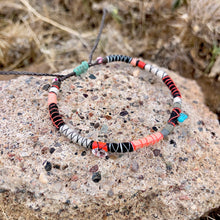 Load image into Gallery viewer, “Howling Desert” Fiber Threads with Herkimer diamond and Turquoise Stone Wanderlust Bracelet
