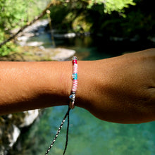 Load image into Gallery viewer, “Tillamook Forest” Fiber Threads with Herkimer Diamond, Turquoise, Opal Stone Wanderlust Bracelet
