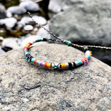 Load image into Gallery viewer, “Ignite" Cotton with Amethyst, Ethiopian Opal, Turquoise, Labradorite, and Seed Bead Wanderlust Bracelet
