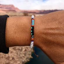 Load image into Gallery viewer, “Orion” Fiber Threads with Tibetan Turquoise Stones Wanderlust Bracelet
