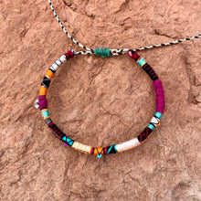 Load image into Gallery viewer, “Peaceful Desert” Fiber Threads with Seed Bead, Turquoise, Herkimer Diamond Stone Wanderlust Bracelet
